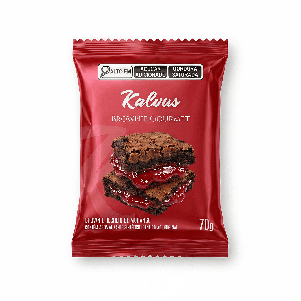 Kalvus Brownie Recheio de Morango 70g